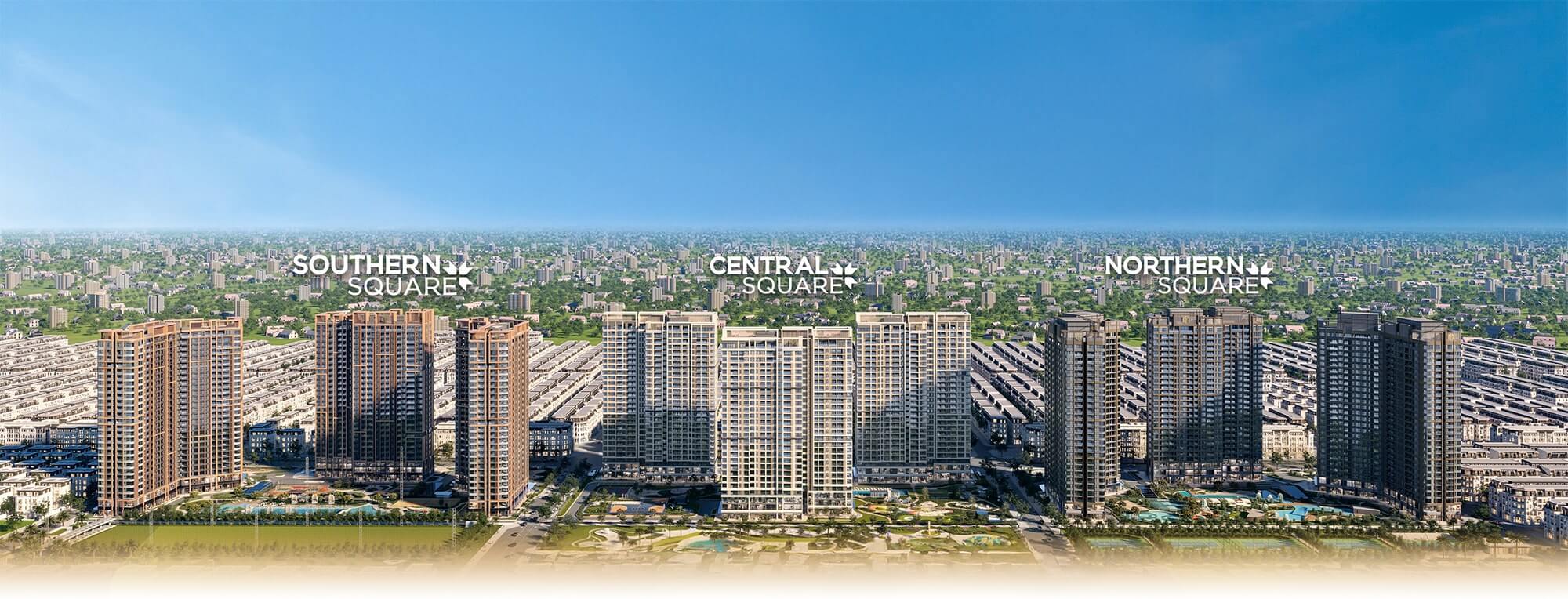 Dự án Masteri LakeSide được chia thành ba phân khu: Southern Square, Central Square, và Northern Square, mỗi khu vực mang đến không gian sống hiện đại, tiện nghi cùng hệ thống tiện ích nội khu đa dạng